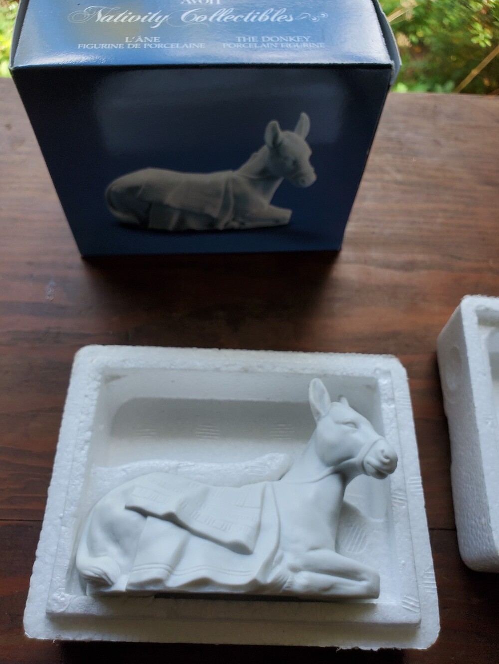 VTG 1984 Avon Nativity Collectibles Bisque Porcelain Donkey Figurine with Box